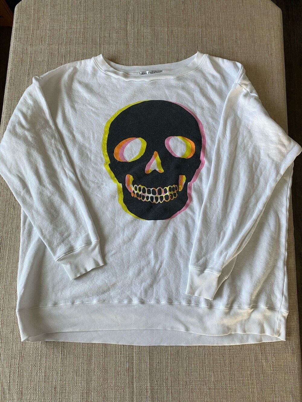 WILDFOX Pullover Graphic Skull Crewneck Sweatshirt Oversized M MADE IN USA